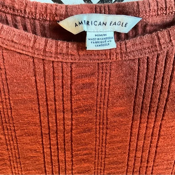 American eagle Rib t-shirt dress shirt sleeve rust 2000s - Picture 2 of 3
